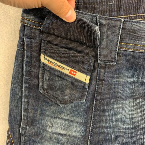 Diesel Mens Pants 30 Blue Jeans Deetak Slim Straight Dark Wash Rigid Italy 30x32 - Picture 5 of 15